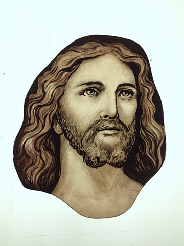 head of Christ, executed for Sunlites Stained Glass, NYC