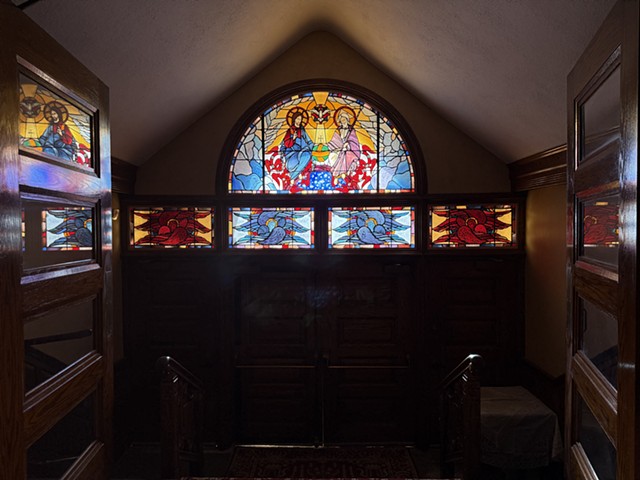 Stained glass window, antenarthex, Holy Trinity Greek Orthodox Church, Lowell MA