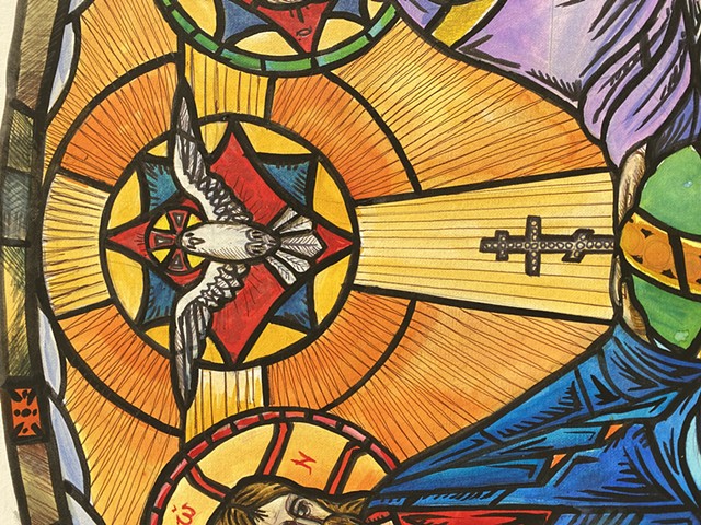 Holy Trinity, Design for stained glass window, (to be completed in 2024)