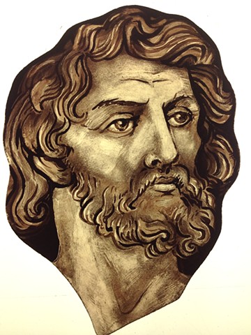 head of an Apostle, (executed for Sunlites Stained Glass, NYC)