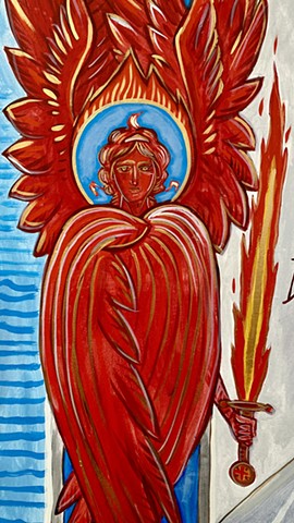 Seraph with Flaming sword at Eden's gate