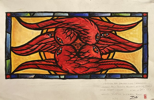 Cherubim, Design for stained glass window, (to be completed in 2024)