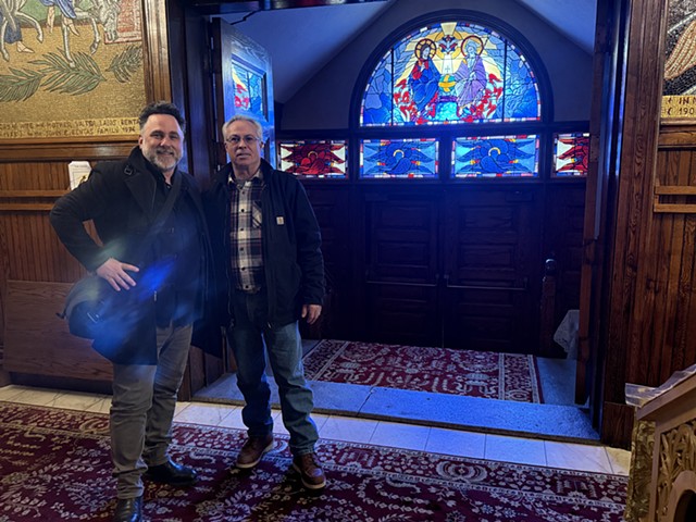 Myself and master craftsman Kevin Ryan of Burnham & LaRoche Stained Glass Studio. 