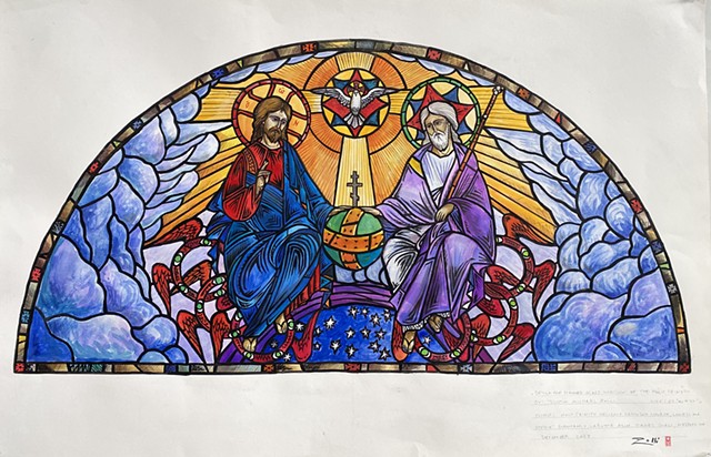 Holy Trinity, Design for stained glass window, (to be completed in 2024)