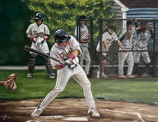 Boy playing Baseball