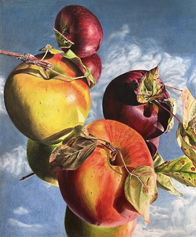 Apples on a mirror