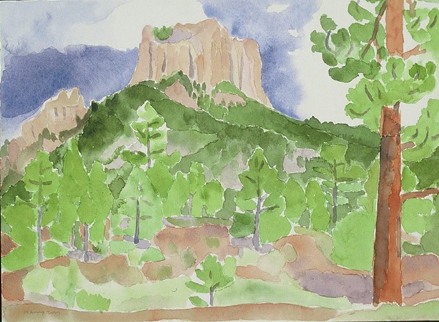 watercolor of Southwest Mountain Landscape by Laura Hampton