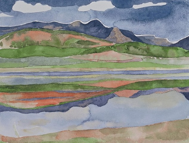 watercolor of Southwest Mountain Landscape by Laura Hampton