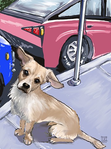 a commissioned digital drawing of a Chihuahua,