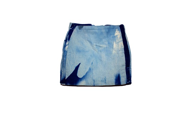 The Slanted Horizon (3'x2.5') handmade skirt from large cyanotype