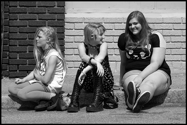 Girls on a Sidewalk in Asheville