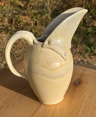 Tall White Pitcher with crystals