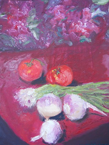 Still Life with Onions and Tomatoes