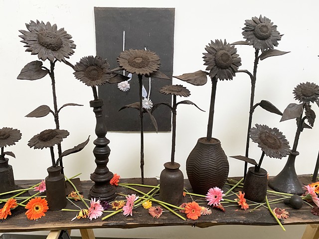 Flowers for Flowers, silicone, dirt, steel 2025