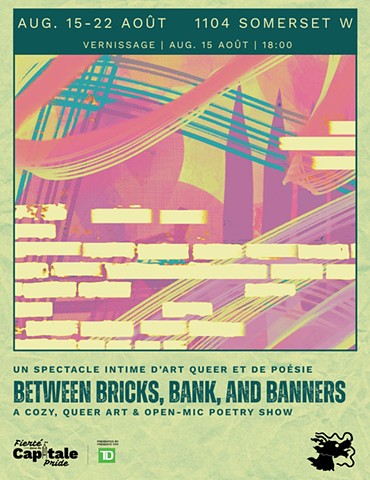 between bricks, bank, and banners