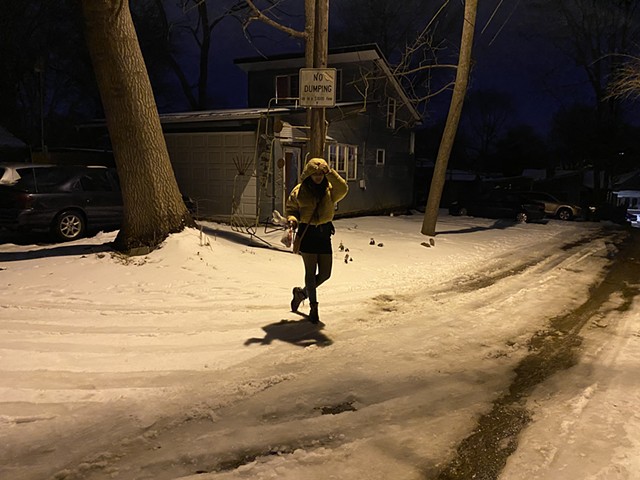 me in alleyway behind my house, taken by lili alimohammadi, february 2021