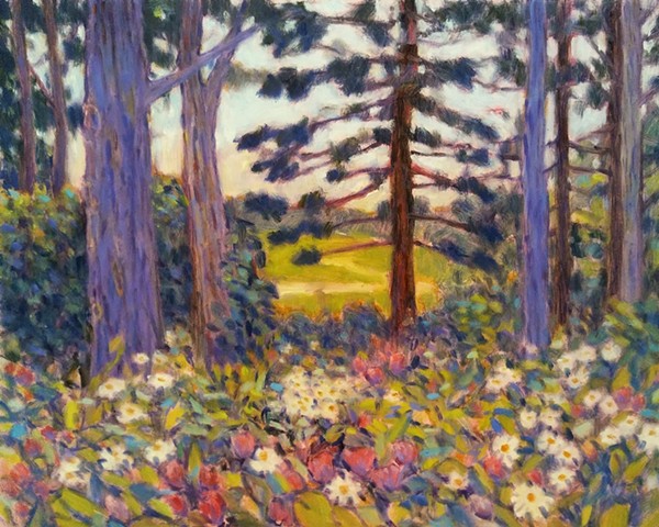 Lynn Gilchrist plein air oil painting forested landscape