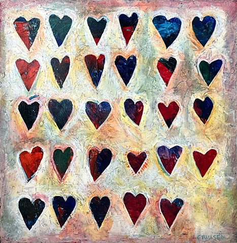 Fred Fruisen, oil painting, hearts, abstract art, hearts design, contemporary art, Love art