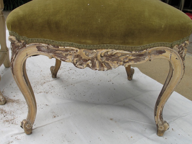 Antique chair before repair and reglazing