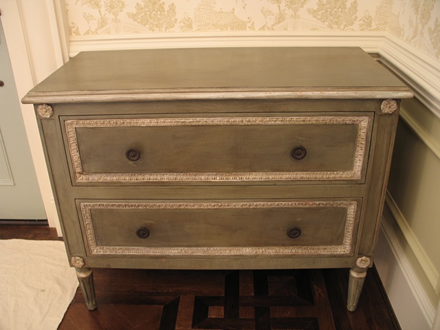 New chest painted, distressed and glazed to look old