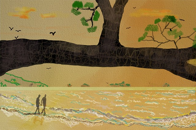 Beach Walk Digital Painting