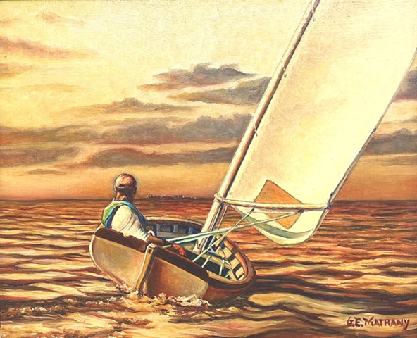 Evening Sailing to a Distant Island