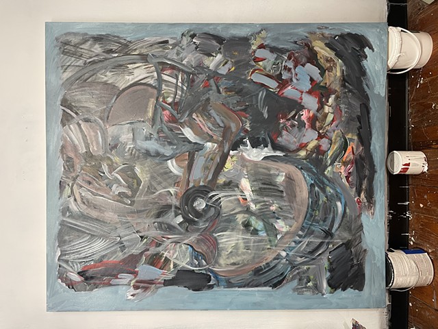 Goop of jacked horse, fascia, fetal position for new back tattoo display, feet as 1 toe, my dog