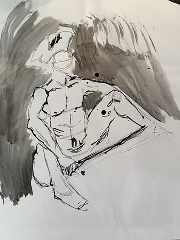 7 minute ink drawing