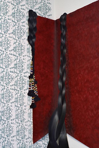 detail, кокул (beaded yarn braid extensions)