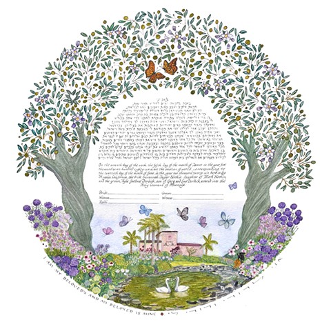 Hotel Bel Air Olive Tree Circle Custom Ketubah
