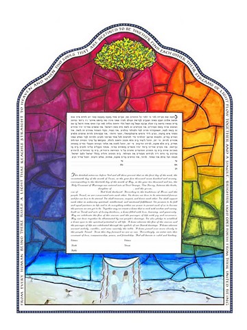 Beach Stained Glass Custom Ketubah