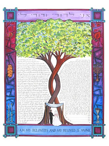 Shabbat Stained Glass Custom Ketubah