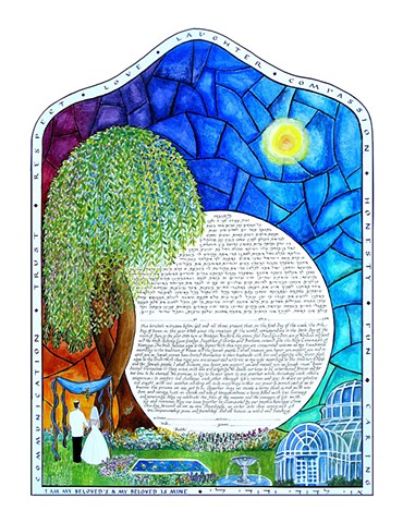 Brooklyn Botanical Gardens Stained Glass Custom Ketubah