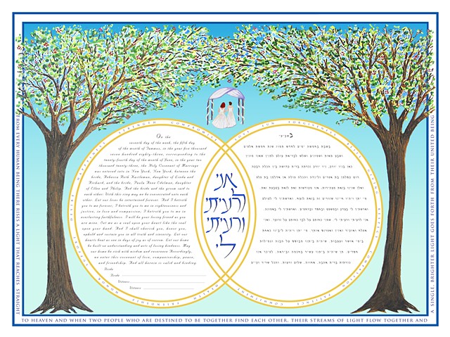 DOUBLE RING 2 BRIDES KETUBAH PRINT 