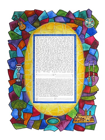 Brilliant Light Stained Glass Custom Ketubah