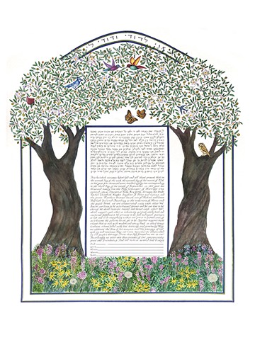 Dandelion Olive Tree Custom Ketubah