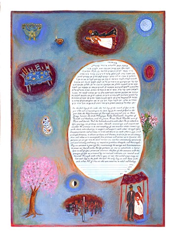 Chagall Sari Custom Ketubah