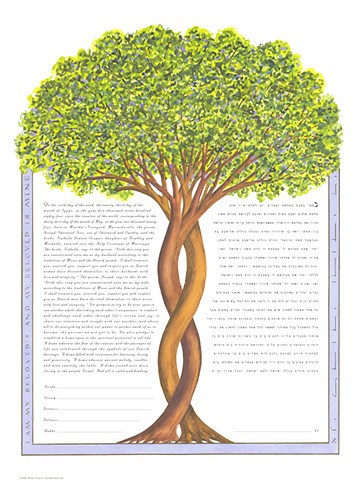INTERTWINING TREES SPRING  KETUBAH PRINT