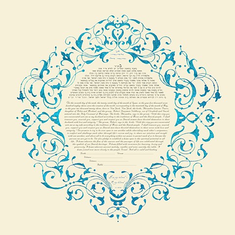 ARABESQUE TURQUOISE KETUBAH PRINT