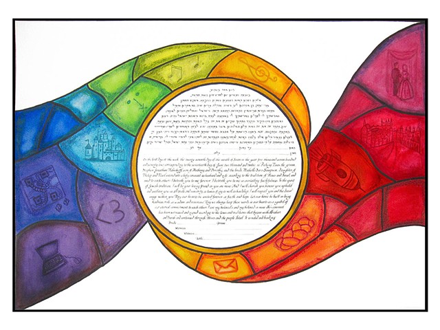 Rocket Ship Stained Glass Custom Ketubah