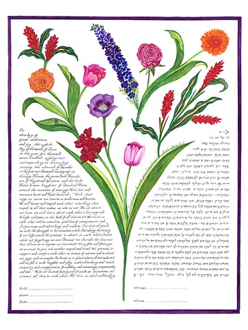 Delphinium  Bouquet Custom Ketubah