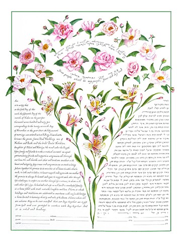 Freesia and Roses Bouquet Custom Ketubah