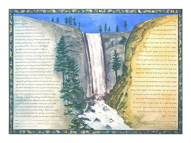 El Capitan Horsetail Falls at Yosemite custom ketubah