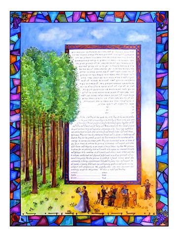 Fete Champetre Stained Glass Custom Ketubah