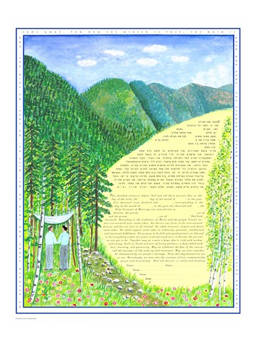 MOUNTAIN STREAM 2 GROOMS  KETUBAH PRINT