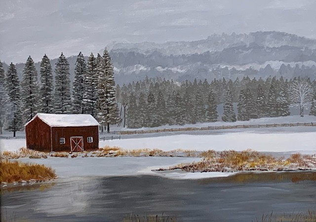 Red Barn by Water