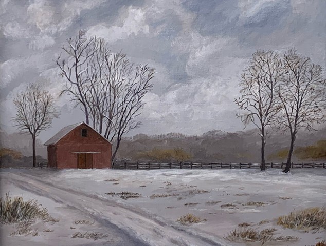 Red Barn in Snow