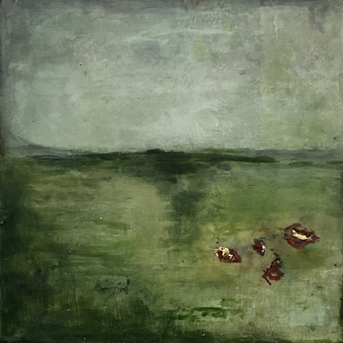 encaustic, seeds, greens,  landscape, mood, beginnings, starting, planting the seed