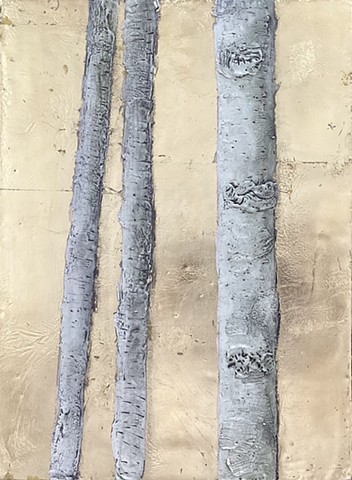 small birch gold branches winter 