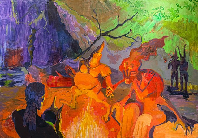 "Sitting near the bonfire with friends reminds me of Mother..."